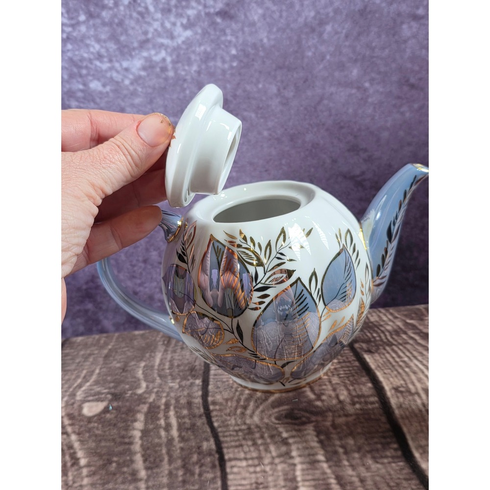 Vintage Imperial Porcelain Moon Teapot LFZ Lomonosov Handpainted 20 fl oz - Picture 5 of 11